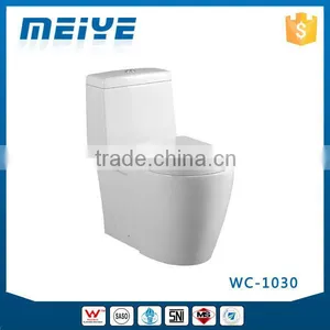 WC-1030 One-Piece P S Trap Toilet With Geberit or R&T Flush Valve & Soft Closing Cover Ramp Down, Water Closet Toilet Bowl thumbnail-1