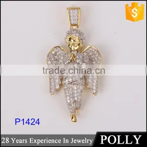 New Arrivaling Micro Setting Zircon Pendant 925 Silver Angel Wings Jewelry thumbnail-3