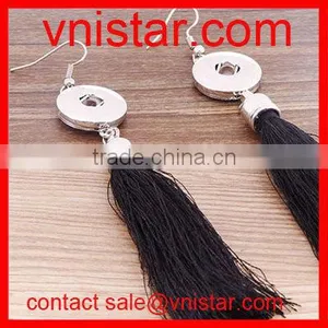 Vnistar Metal Snap Button Earrings With Black Tassels Dangle Interchangeable Wholesale NE011-2 thumbnail-1