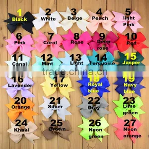Grosgrain Ribbon Silk Bow With Hair Clips in 27colors - Cheap Children Girl Hair Accessories Handmade Bowknots thumbnail-6