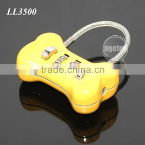 Cute Dog Bone Shaped Travel Luggage Three Codes Lock Suitcase Password Combination Lock Steel Wire Cipher Metal Digital Padlock thumbnail-6