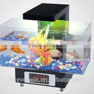 Fashionable Usb Mini Desktop Aquarium With LCD Light and Time Shows thumbnail-1