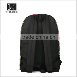 2016 New Fashion Trendy Teenagers Canvas Backpack Floral School Backpack thumbnail-2