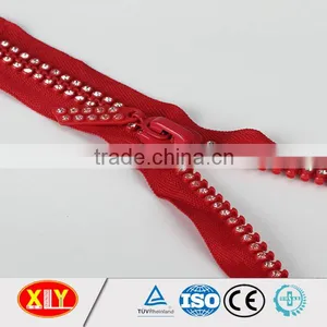 Fashion Garments Red Tape Plastic Rhinestone Zipper thumbnail-3