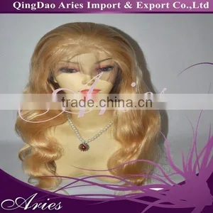 Full Lace Cap 100% Indian Remy Platinum Blonde 613 Body Wave Wavy Wig 16" thumbnail-1
