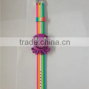 Hot Rainbow Colors Water Proof Silicone Wristwatches With Octopus for Girls thumbnail-1