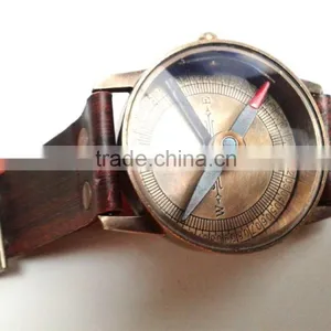 Vintage Brass Wrist Watch Sundial Compass-nautical Fashion Roman Sundial 13237 thumbnail-2