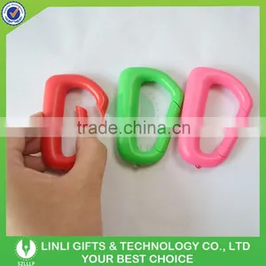 Logo Printed Plastic LED Flashlight Carabiner Keychain thumbnail-2