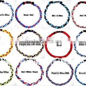 Blue & White 1Set Titanium Baseball Sports Necklace & Bracelet, 3 Ropes thumbnail-6
