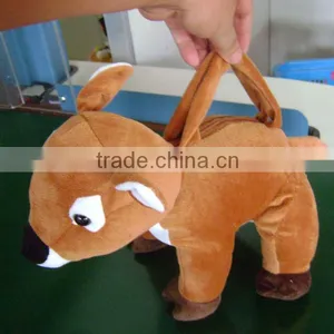 Promotional Customized Brown Plush Reindeer Animal Shape Handbag for Children thumbnail-1