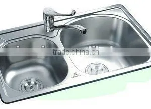 Double Bowl Two Bowl Stainless Steel Kitchen Sink thumbnail-1