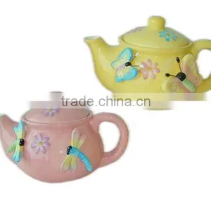 Factory Direct Wholesale Ceramic Spring Teapot With Butterfly thumbnail-1