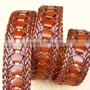 2015 Hot Design Lady Belts Brown Fashion Braided Leather Belt thumbnail-4