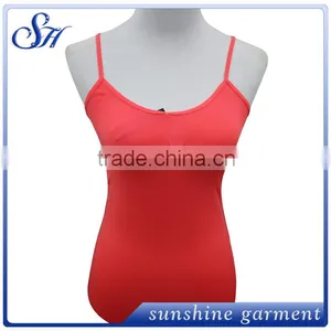 Sexy Women Red Spandex Spaghetti Strap Tank Top thumbnail-2