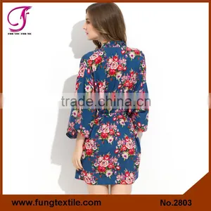 FUNG 2803 Women Beautiful Flower Cotton Print Robe thumbnail-2