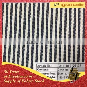 Whole Sale Custom Design Stripe Cotton Denim Fabric Textile Stock for Garment thumbnail-1