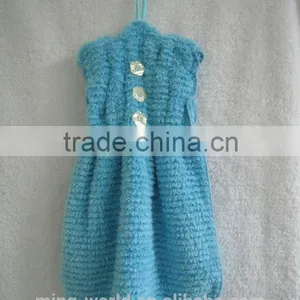 Blue Honeycomb Fabric Patent Lovely Hanging Hand Towel thumbnail-3