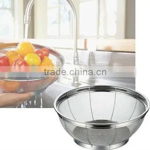 All Stainless Steel Wire Mesh Sink Colander For Home Kitchen Made In Japan thumbnail-1