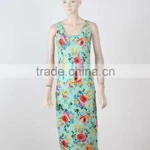 Fashion Design Evening Long Maxi Dress Women Sleeveless Floral Printed Dress Long thumbnail-1