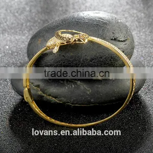 925 Sterling Silver Gold Plated Lion Head Bangle Bracelet SBG891Y thumbnail-4
