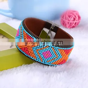 New Fashion Suede Crystal Wrap Velvet MultiLayers Braid Faux Leather Bracelet thumbnail-2