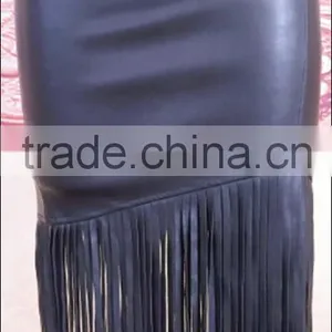 Popular Design Fringes Tassel Lace Sexy PU Skirts China Factory Wholesale thumbnail-1