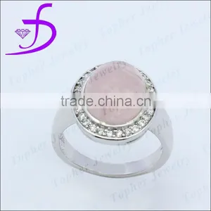 925 Silver Rings Mirco Pave cz Ring Rose Stone thumbnail-1