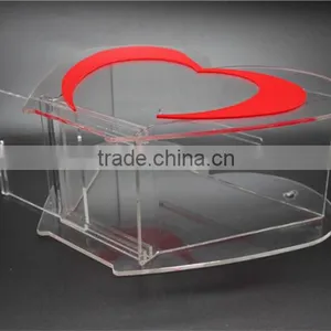 New Acrylic Red Heart Shaped Money Donation Boxes thumbnail-2