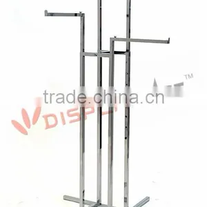4-way Clothing Rack With 4-16'' Straight Arms, Square Tubing Frame/arms---chrome thumbnail-1