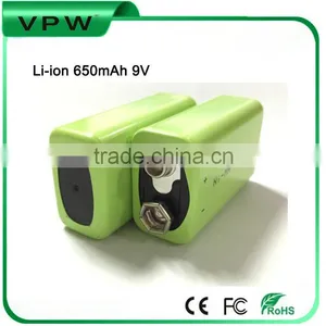 Rechargeable 650mAh 9V Li-ion Battery Li-polymer Battery for Interphone thumbnail-1