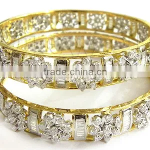 Diamond Gold Bangles, Bridal Bangles, Diamond Jewelry thumbnail-1