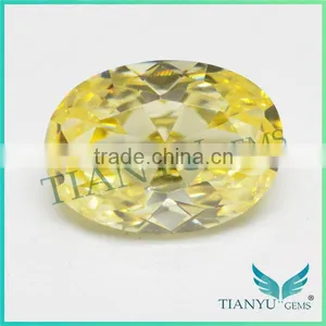 Free Sample Gemstone Wholesale Oval Cut Raw Cubic Zirconia,Synthetic Light Lellow Stone thumbnail-1