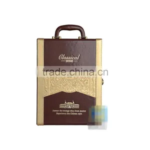 Chinese Factories Wholesale Custom High-grade PU Leather 2 Slot Wine Champagne Boxes, Brown Gift Box thumbnail-4