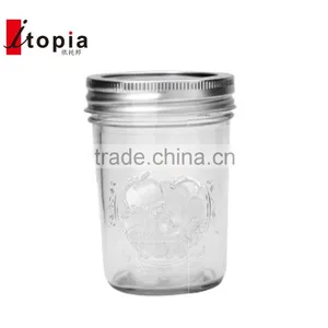 240ml Engraving Clear Glass Mason Jar With Handle thumbnail-1