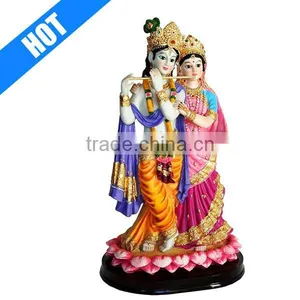 Customized Resin Decorative Lord Radha Krishna on Lotus Hindu God thumbnail-1
