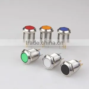 LAS1-22F-11 22mm Flat Shape Plastic Head Stainless Steel Solder Terminal Push Button Switch thumbnail-1