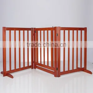 Unique Design Dog Fence 3 Panels Wooden Pet Gate With a Door thumbnail-1