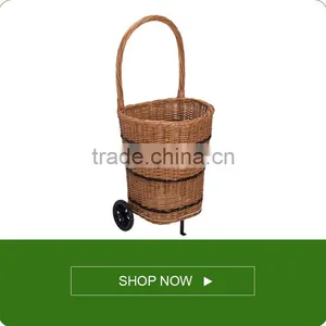 Cheap Personal Wicker Shopping Cart With 2 Wheels Wicker Shopping Baskets With Wheels thumbnail-1