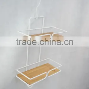 2-Tier Shelf Organizer Bamboo Bathroom Shower Tub Hanging Caddy thumbnail-2