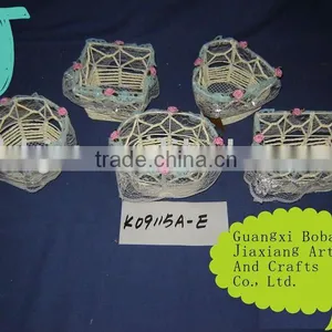 Light Yellow Cloth and Iron Frame Hand Woven Hallowmas Gifts Boxes thumbnail-1