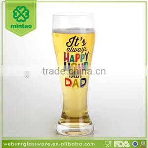 High Quality Father Day Gift Hand Made 450ml Slim Beer Glass With Father's Day Decal thumbnail-1