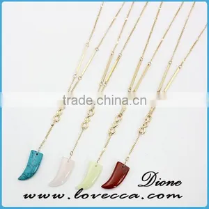 Wholesale Synthetic Gemstone Tassel Necklace With Long Gold Druzy Chain thumbnail-4