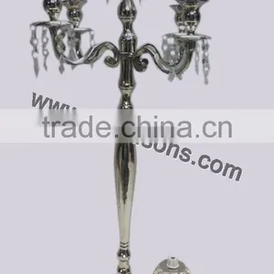 Multifunctional 5 Arm Candelabra for Wedding Centerpieces , Nickel Plated Candelabra ,SilverCandelabra thumbnail-1