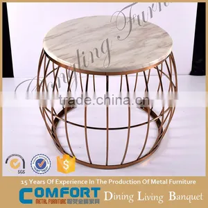 European Style Coffee Table Glass Side Table Stainless Steel Gold Side Table C8099 thumbnail-1