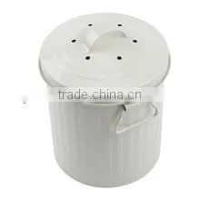 Enamel Antirust Garbage Can Metal Storage Container Trash Bin thumbnail-1