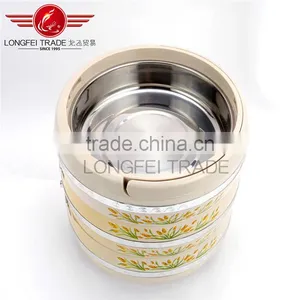 Eco-friendly Wheat Design 3 Layer Round Thermal Container/ Food Warmer thumbnail-3