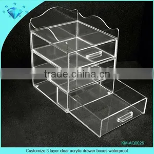 Customize 3 Layer Clear Acrylic Drawer Boxes Waterproof thumbnail-1