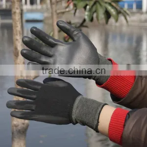 NMSAFETY 13 Gauge Knitted Black Nylon pu Dipped Dmf Free Working Gloves for Construction thumbnail-2