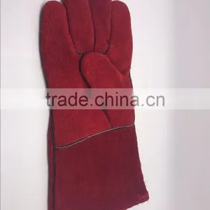 Red Leather Welding Gloves thumbnail-1