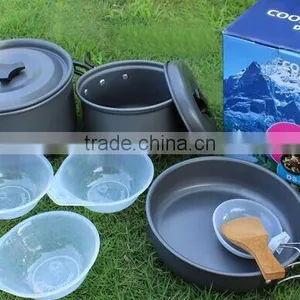 DS-300 Cooking SET 2-3 Person Camping Picnic Menaje Acampar Exterior Pot Establece Antiadherente Utensilios de Cocina 860 g thumbnail-1